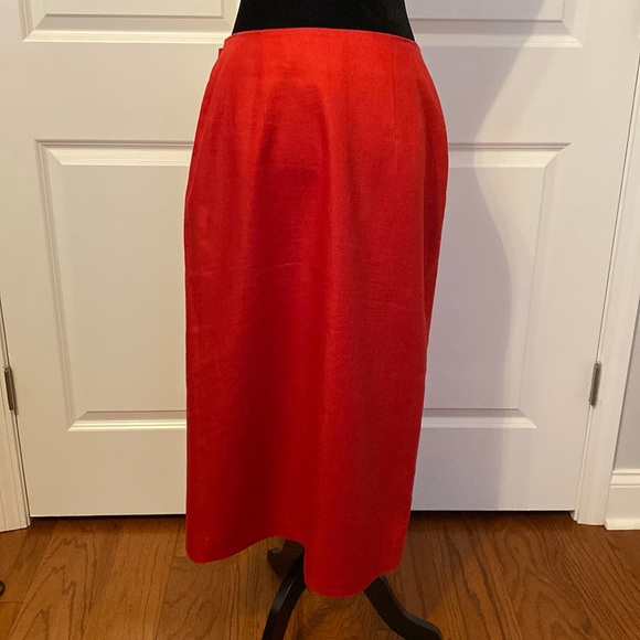 Bridgewater red linen wrapped classic long skirt- size 12 - Picture 4 of 10